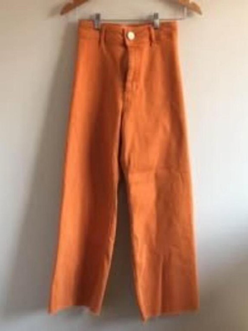 Zara Marine Straight High Waisted Wide Leg Jeans Rust Orange 4 New